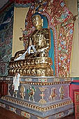 Kangra Valley - Norbulingka Institute - gilded statue of Buddha Shakyamuni of the main temple 